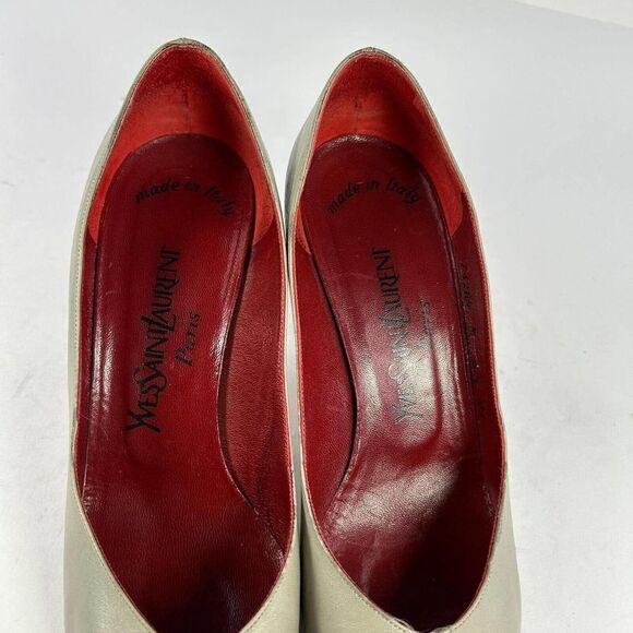 VTG YSL Yves Saint Laurent Women's Tan Sand Pumps US 8.5 M Heels Classic Shoes - Picture 11 of 13